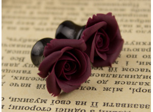 Custom color burgundy rose ear plugs 3-20mm