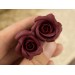 Autumn wedding earrings for stretched earlobes Maroon rose ear plugs Dark red gauges Custom color Handmade