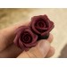 Autumn wedding earrings for stretched earlobes Maroon rose ear plugs Dark red gauges Custom color Handmade