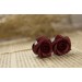 Autumn wedding earrings for stretched earlobes Maroon rose ear plugs Dark red gauges Custom color Handmade