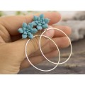 Dusty blue succulent plug earrings for stretched ears Dangle hoops Cute floral tunnels and gauges Botanical Tropical Summer