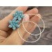 Dusty blue succulent plug earrings for stretched ears Dangle hoops Cute floral tunnels and gauges Botanical Tropical Summer