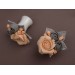 Gray peach wedding ear plugs Bridal earrings for stretched gauges Floral tunnels handmade 