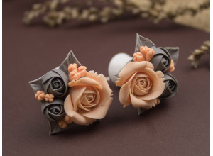 Gray peach rose plugs 8mm - 20mm