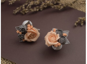 Gray peach rose plugs 8mm - 20mm