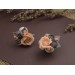Gray peach wedding ear plugs Bridal earrings for stretched gauges Floral tunnels handmade 