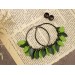 Dangle tunnel earrings for stretched ears with green leaves Summer jewelry Birthday gift for forest lover