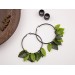Dangle tunnel earrings for stretched ears with green leaves Summer jewelry Birthday gift for forest lover