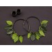 Dangle tunnel earrings for stretched ears with green leaves Summer jewelry Birthday gift for forest lover