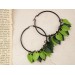 Dangle tunnel earrings for stretched ears with green leaves Summer jewelry Birthday gift for forest lover