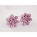 Dusty pink succulent earrings for stretched ears Pale pink and gold Bridal plugs and gauges Custom color Handmade