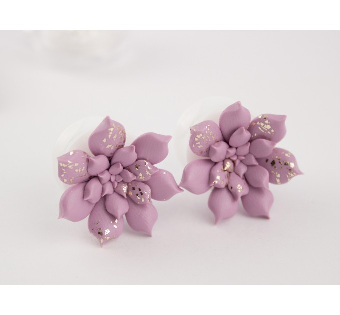 Dusty pink succulent earrings for stretched ears Pale pink and gold Bridal plugs and gauges Custom color Handmade