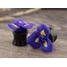 Purple iris flower plug earrings for gauged ears Floral tunnels Nature Botanical jewelry for stretched ears Handmade