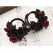 Burgundy black rose ear tunnel plugs, 00g – 1 inch gauge