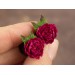 Crimson red peonies earrings for stretched earlobes Bright pink flower gauges Wedding tunnels and plugs Bridal Floral Handmade