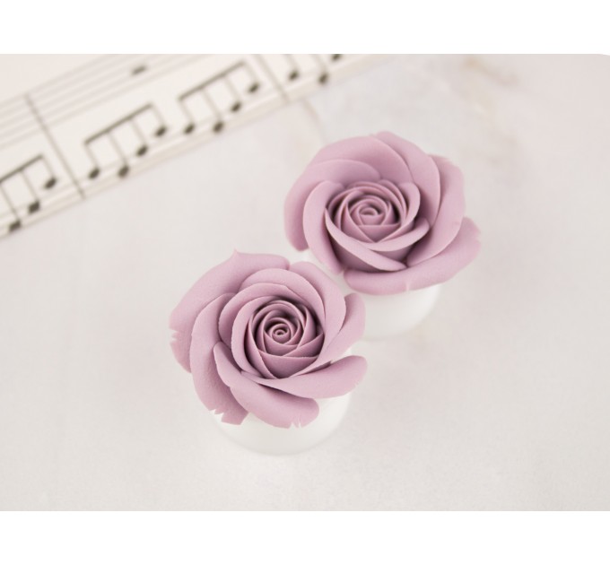Dusty pink Blush rose earrings for stretched ears Gauges and tunnels Wedding floral jewelry Bridal gauges Handmade