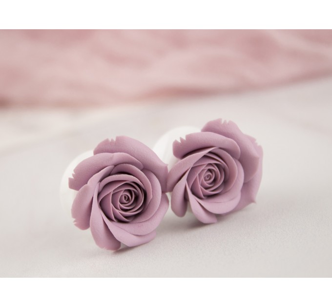 Dusty pink Blush rose earrings for stretched ears Gauges and tunnels Wedding floral jewelry Bridal gauges Handmade
