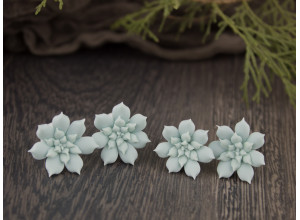 Dusty mint green succulent ear plugs 8g-20mm