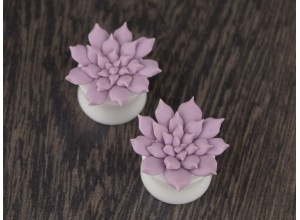 Dusty pink succulent ear plugs 8g-20mm