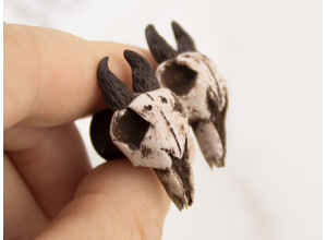 Goat skull stud-plug earrings 8-20mm