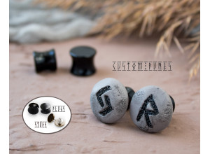 Personalized Norse rune stud-plug earrings 3-20mm