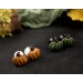 Autumn plug-stud earrings with orange green pumpkins Thanksgiving gift Fall birthday jewelry 
