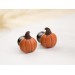 Autumn plug-stud earrings with orange green pumpkins Thanksgiving gift Fall birthday jewelry 