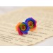 Rainbow rose plug earrings for stretched ears Lesbian wedding jewelry LGBTQ+ gauges and tunnels Pride diversity gift