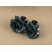 Teal rose ear plugs with black and white print Unique earrings for stretched ears Gauges and tunnels Handmade