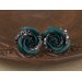 Teal rose ear plugs with black and white print Unique earrings for stretched ears Gauges and tunnels Handmade