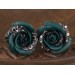 Teal rose ear plugs with black and white print Unique earrings for stretched ears Gauges and tunnels Handmade