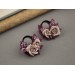 Wedding flesh tunnels – Beige burgundy flower ear plugs
