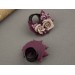 Wedding flesh tunnels – Beige burgundy flower ear plugs