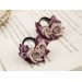 Wedding flesh tunnels – Beige burgundy flower ear plugs