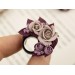 Wedding flesh tunnels – Beige burgundy flower ear plugs