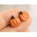 Cute orange pumpkin earrings Tiny studs Thanksgiving gift idea Fall birthday present Handmade Autumn jewelry