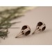 Tiny bird skull stud earrings Raven skeleton Halloween jewelry Gothic Witchcraft Pagan Wiccan Dark aesthetic lover gift Handmade 