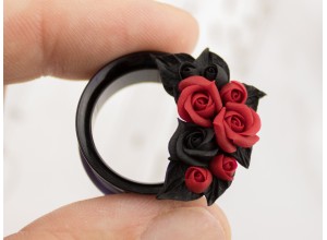 Tiny red black rose ear tunnels 00g – 25mm