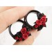 Wedding tunnel piercing – Black red roses gauges and plugs