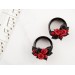 Wedding tunnel piercing – Black red roses gauges and plugs