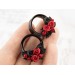 Wedding tunnel piercing – Black red roses gauges and plugs