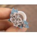 Beige rose gauges for wedding Dusty blue floral ear tunnels Bridal plugs Stretched earlobes jewelry Custom colors