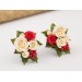 Cute Xmas ear plugs with beige red roses and holly berries Christmas jewelry for stretched earlobes Winter wedding Gauge and tunnels