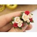 Cute Xmas ear plugs with beige red roses and holly berries Christmas jewelry for stretched earlobes Winter wedding Gauge and tunnels