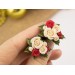 Cute Xmas ear plugs with beige red roses and holly berries Christmas jewelry for stretched earlobes Winter wedding Gauge and tunnels