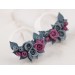 Dusty blue and pink bridal ear tunnels for stretched earlobes Wedding gauges Floral plug earrings Custom color scheme