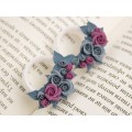 Dusty blue and pink bridal ear tunnels for stretched earlobes Wedding gauges Floral plug earrings Custom color scheme