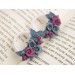 Dusty blue and pink bridal ear tunnels for stretched earlobes Wedding gauges Floral plug earrings Custom color scheme