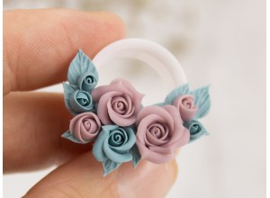 Dusty pink blue rose ear tunnels 12 – 25mm
