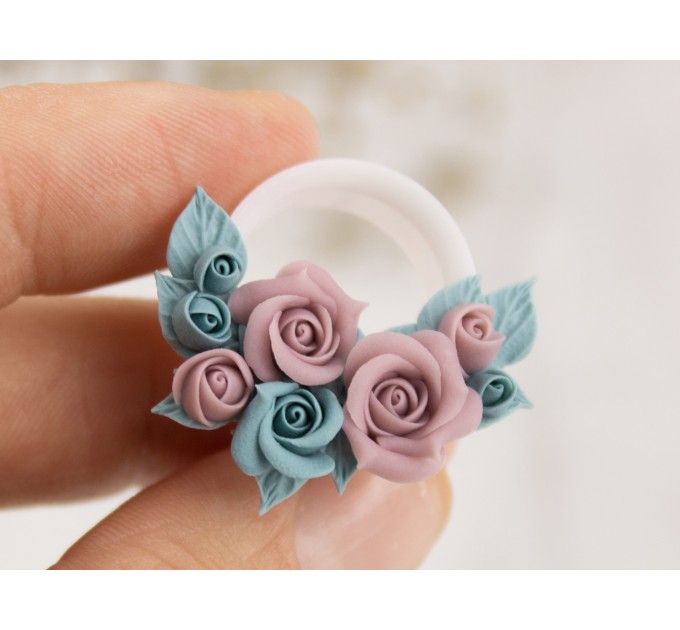 Custom color wedding earrings for stretched ears Tiny rose ear plugs Floral gauges for bride Handmade